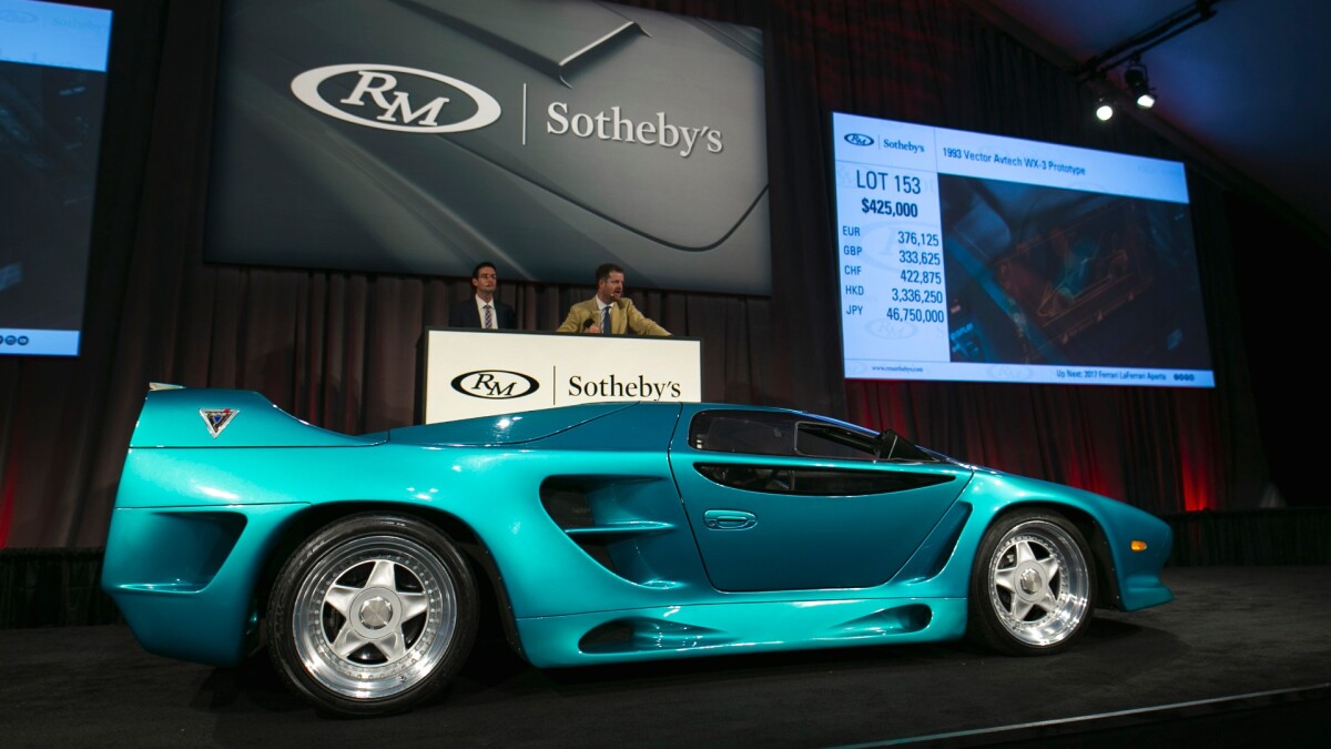 $615,500 | 1993 Vector Avtech WX-3 Prototype | Auction Link: RM-Sotheby's