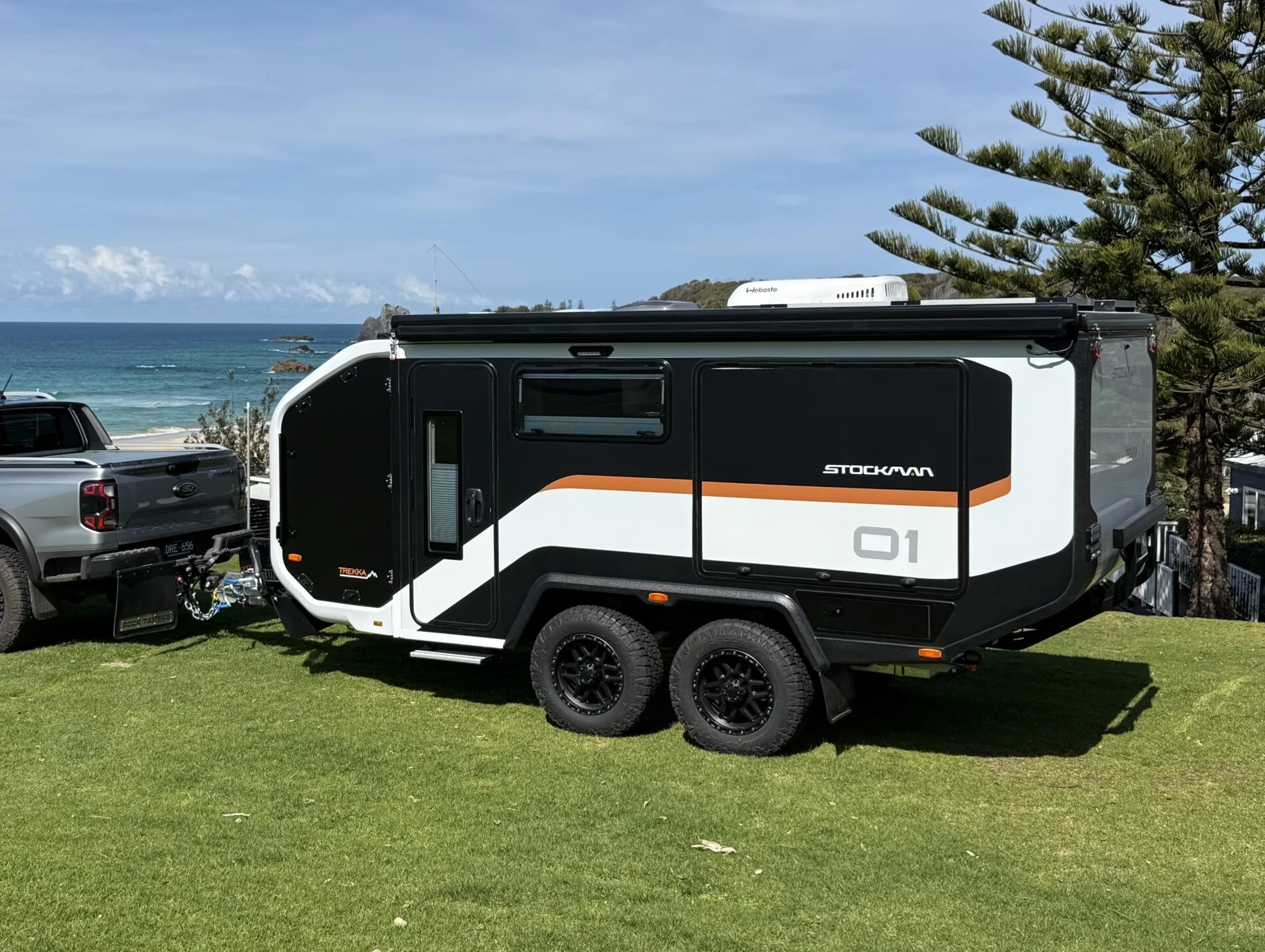 The new 21-foot Stockman Trekka toy-hauler camping trailer