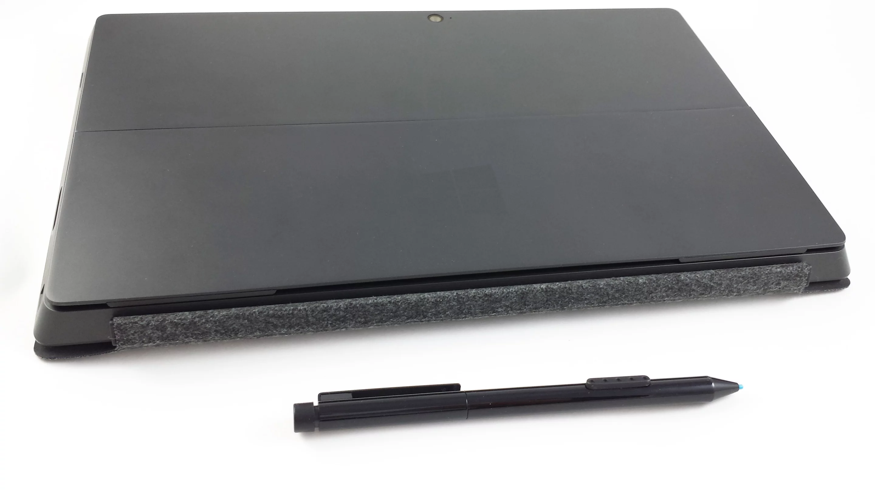 The Type Cover (and Touch Cover) folds over the screen when you're done