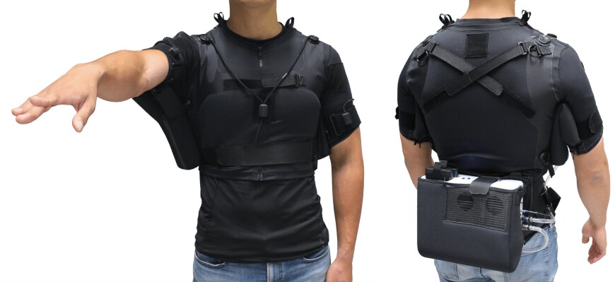 According to Harvard University, the setup adds just 150 grams (5.3 ounces) of weight to each upper arm.