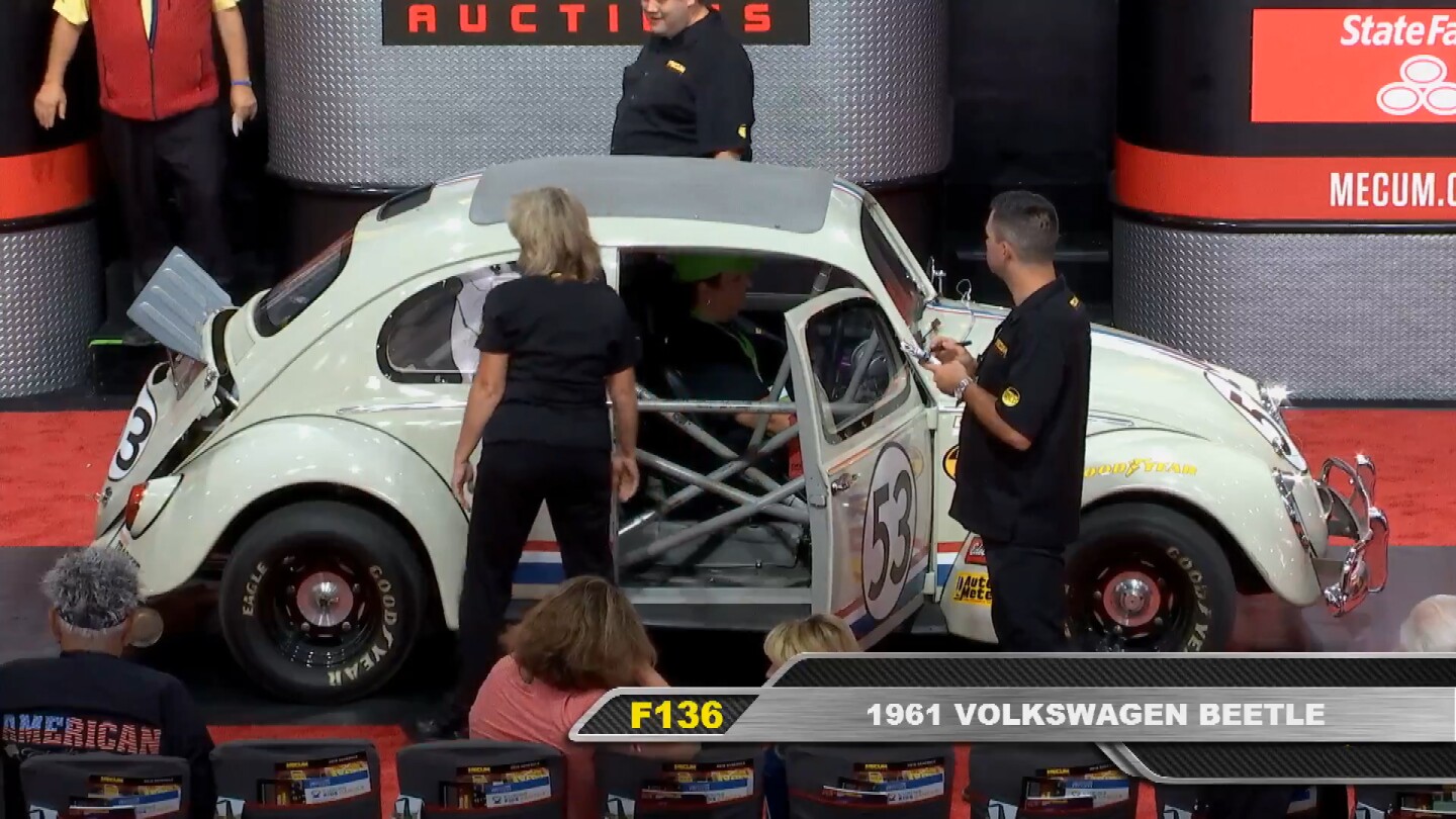 The three Herbies sold in Monterey this year ran in consecutive lots on Friday at Mecum Auctions, with the first car, Lot F136 being the most extreme Herbie ever built. During the movie, Herbie plays a number of different "roles" and one of them is as a NASCAR, hence the roll-cage visible in the car when the door is open