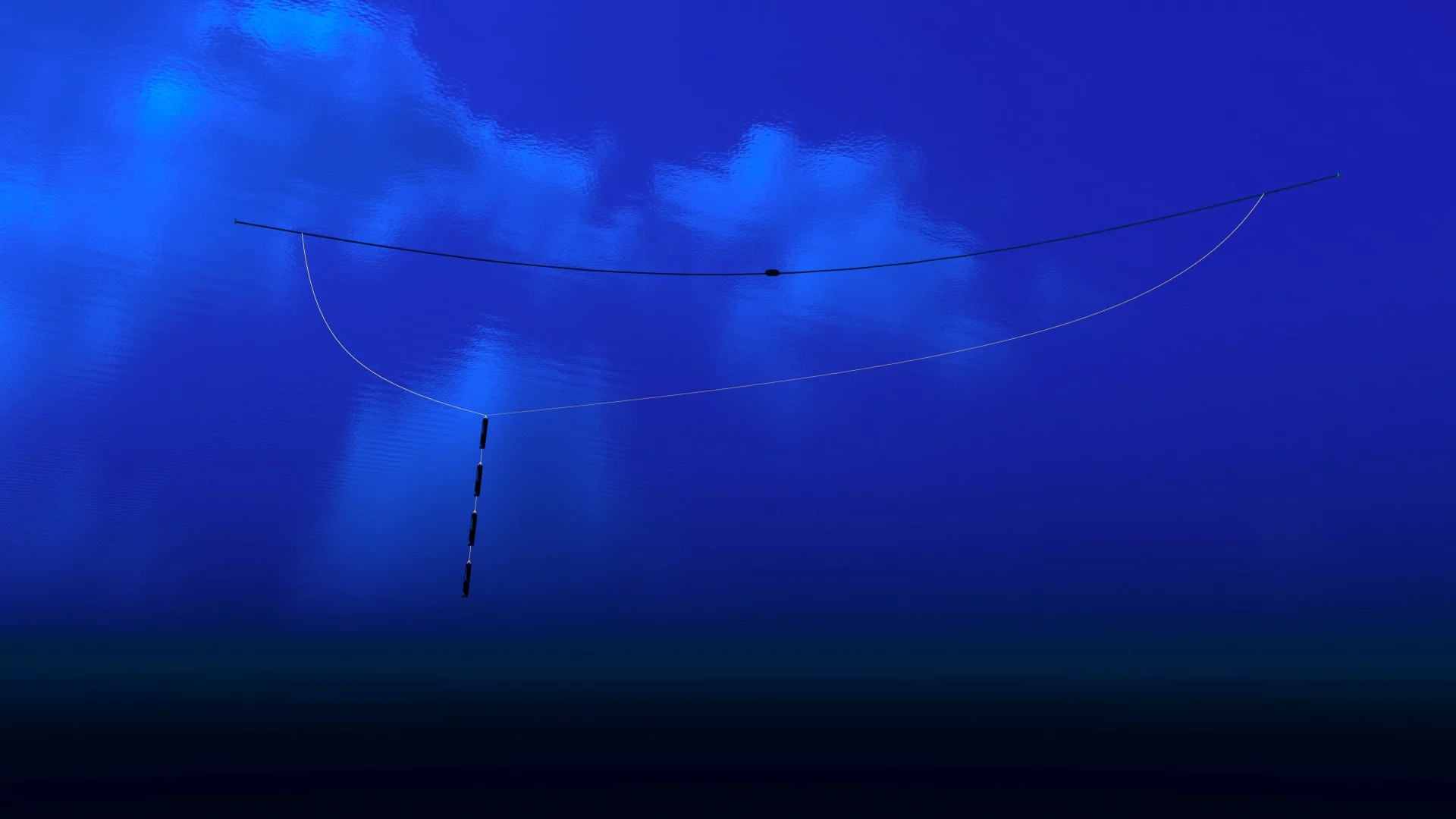 An underwater view of one of The Ocean Cleanup Project's booms