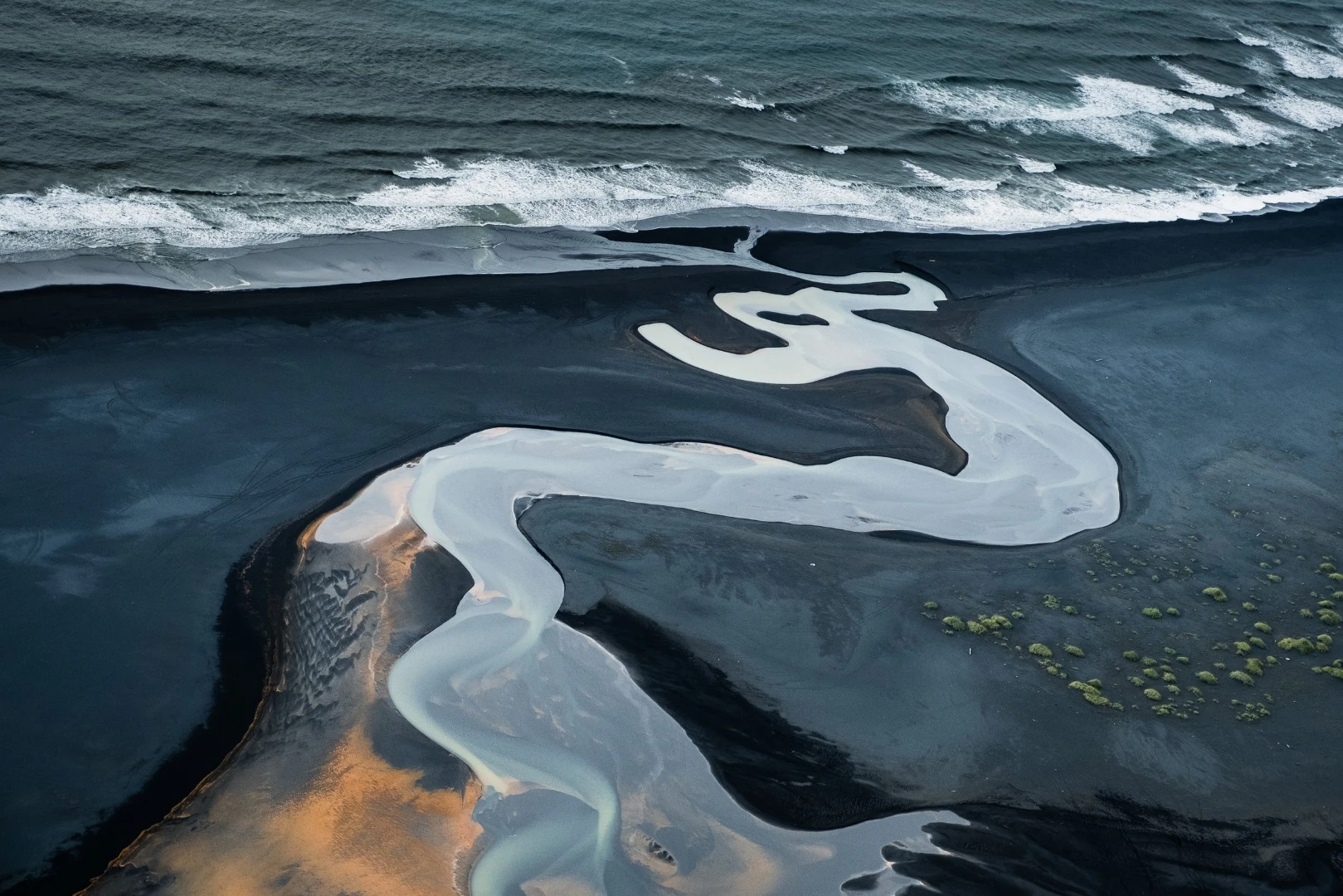 Glacial river meets the ocean, Iceland