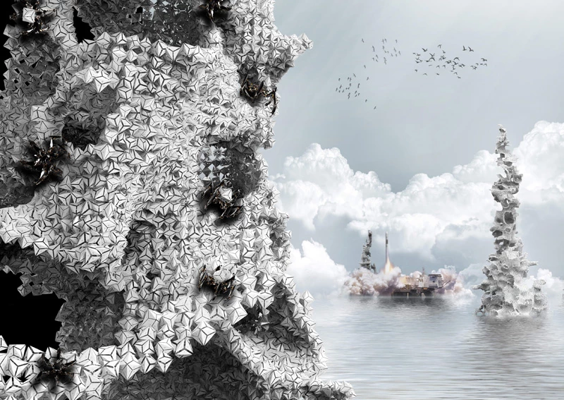 Honorable mention: The Scraper Collects and Burns the Pacific Garbage Patch by Jong Hyuk Lim, Seung Jun Park, Sung Wha Na, Jae Chung ko, Ho Young Yeo, Gyoeng Hwan Kim. Self-explanatory, I think
