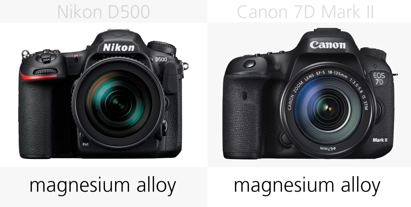 Build comparison of the Nikon D500 and Canon 7D Mark II