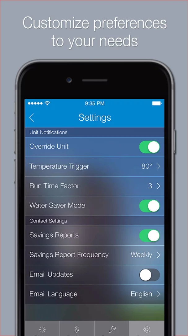 Mistbox app showing settings screen