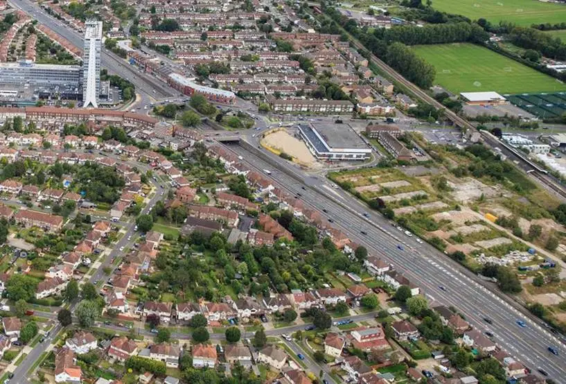 The current layout of the A3 in Tolworth