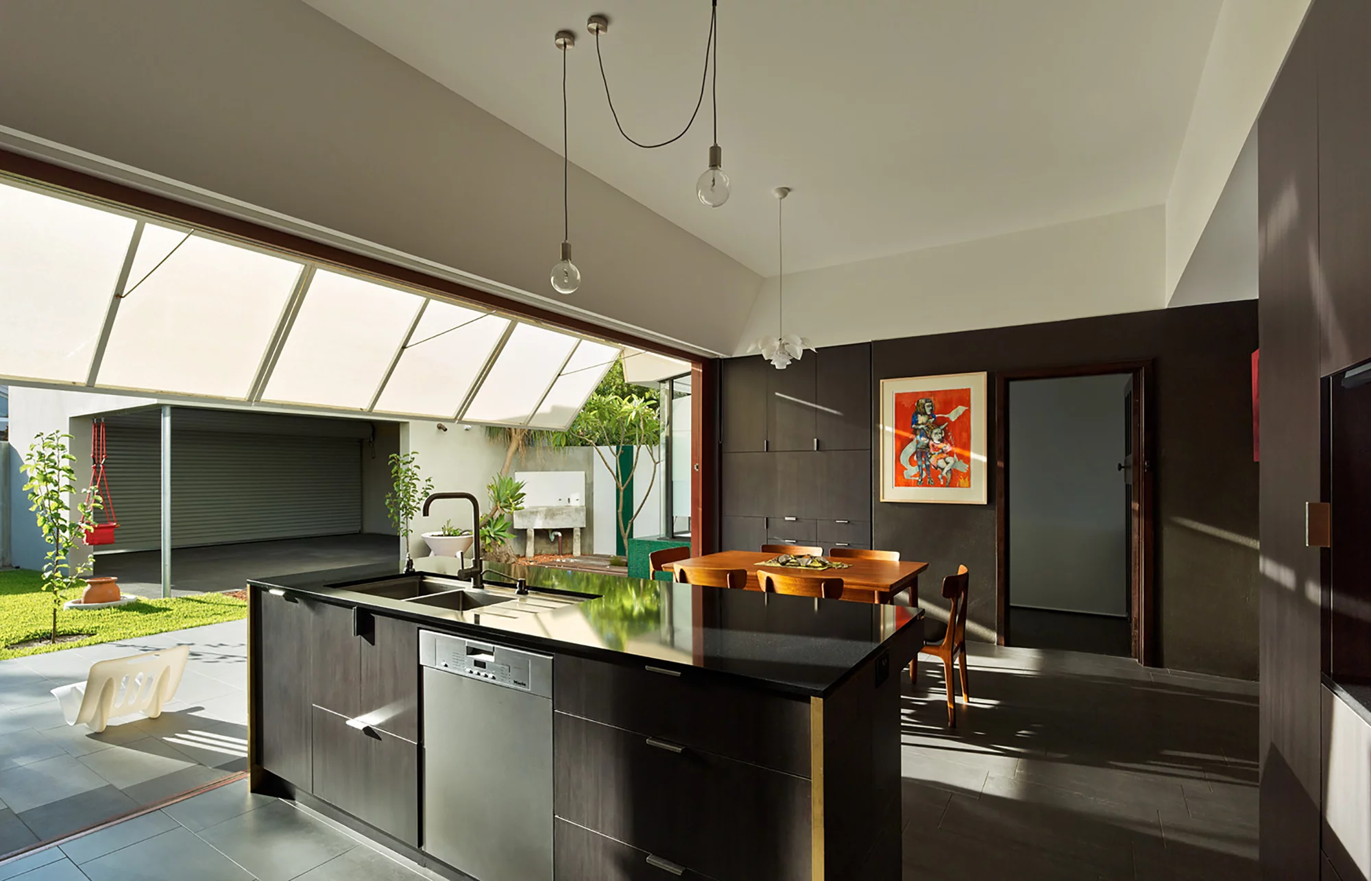 A solar hot water system provides domestic hot water (Photo: Peter Bennetts)