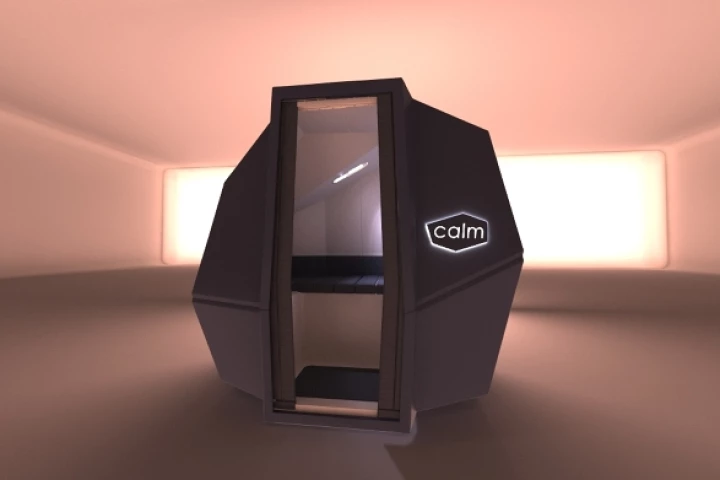 CalmSpace is a self-contained sleep capsule designed for offices, providing workers with a place to power nap for up to 20 minutes at a time