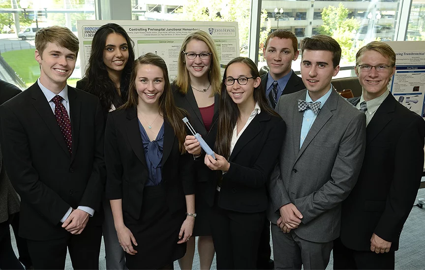 The team, from left: Austin Jordan, Divya Kernik, Allie Sanzi, Sydney Rooney, Katie Hochberg, Logan Howard, Ernest Scalabrin and Jeff Knox