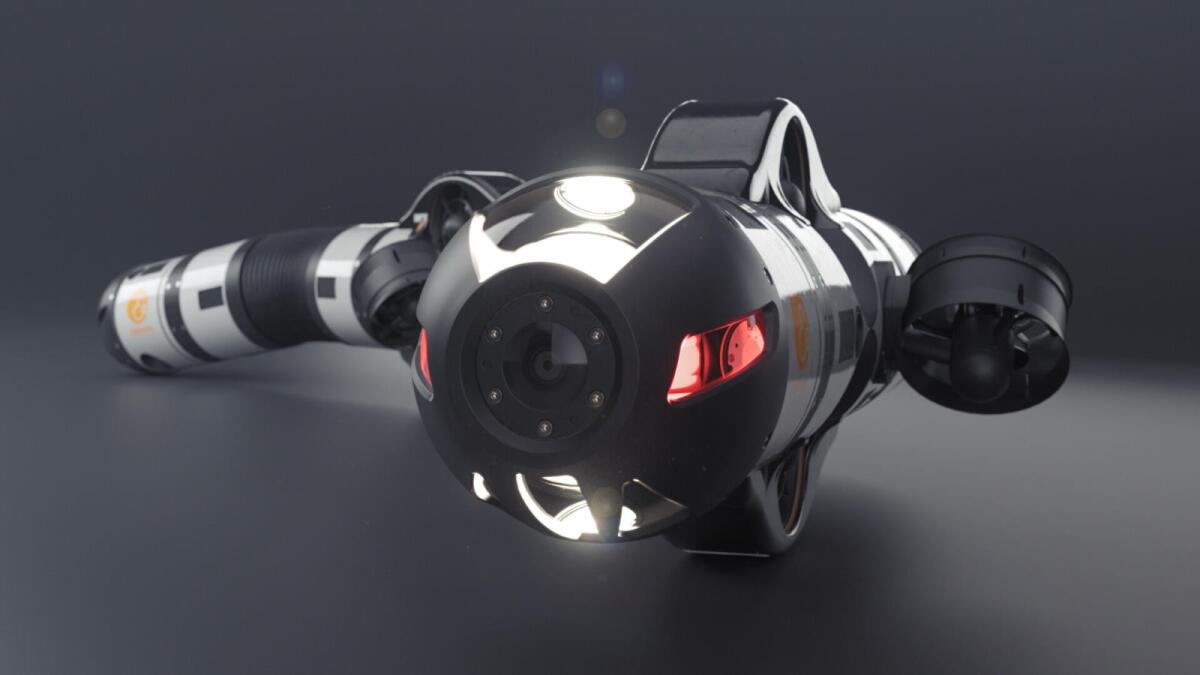 Like earlier versions, the EELY500 has a flexible segmented body that is propelled through the water by thrusters, and that's equipped with lights, a camera and interchangeable manipulator tools or sensors