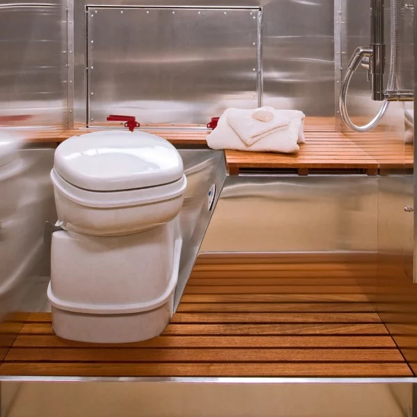 There’s a full bathroom with shower and an exterior door that doubles as an emergency exit