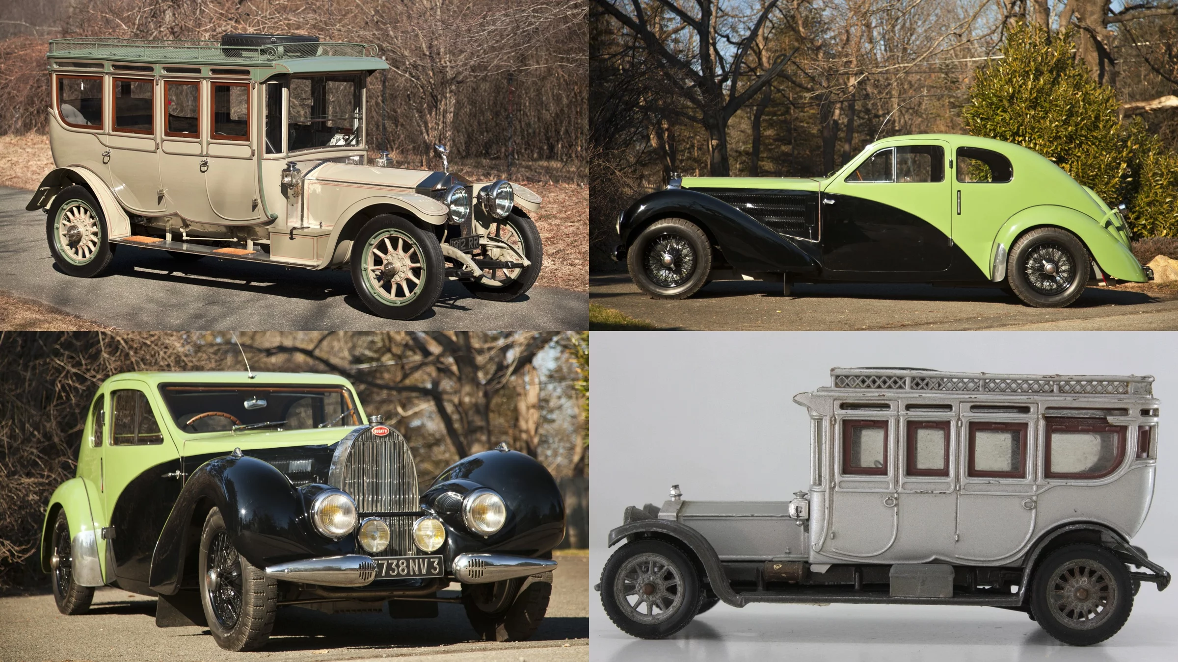 Two iconic automobiles will go under the hammer in June - a 1912 Rolls-Royce Double Pullman Limousine, and the personal 1938 Type 57C of the Ettore Bugatti