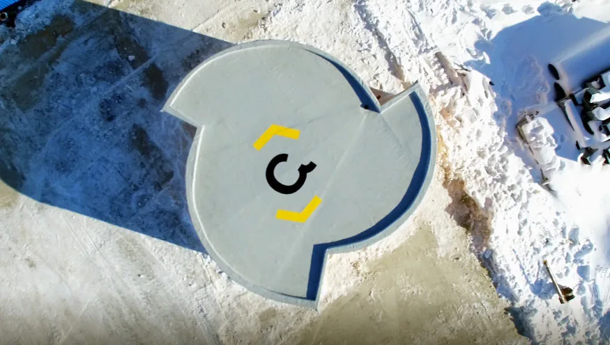 Top-down view of the 3D-printed house