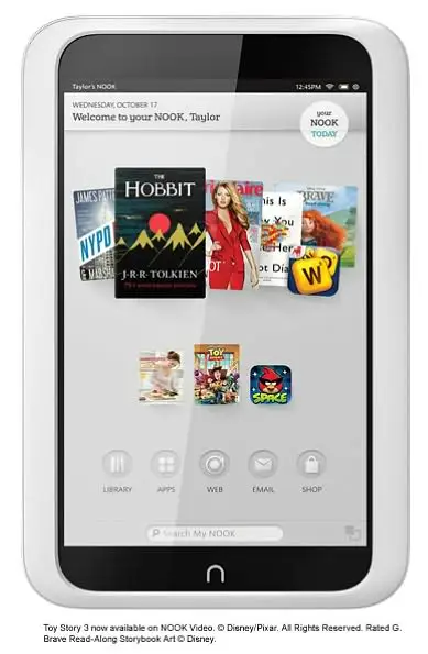 NOOK HD from the front with its new interface