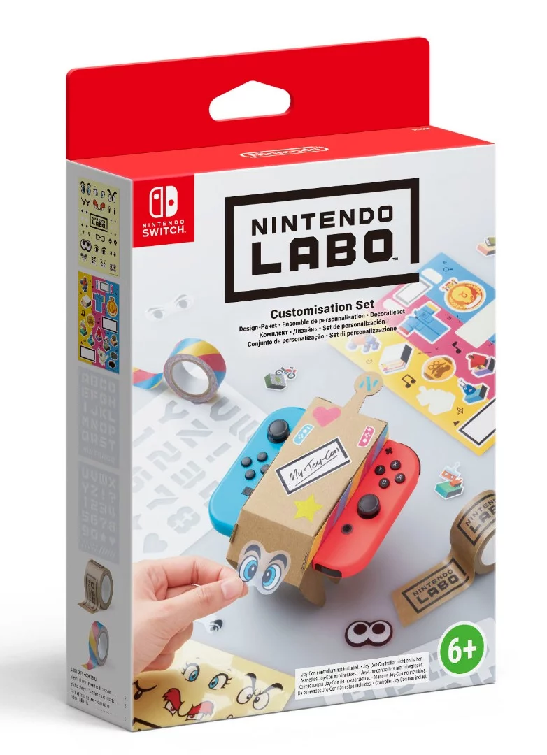 The Nintendo Labo Customization Kit includes stickers, stencils and colored tape to decorate the kids' crafty creations