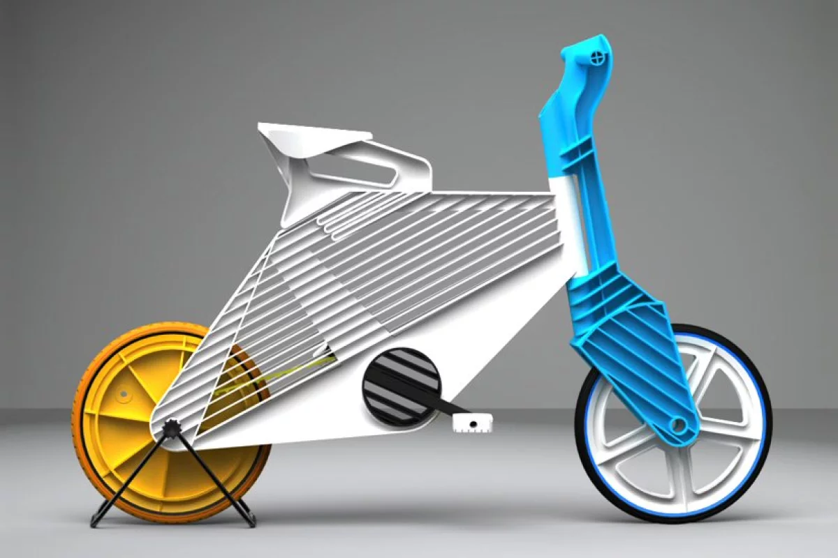 Israeli industrial design student Dror Peleg has created a colorful bike that's made up of snap together, injection molded, recycled plastic components called Frii