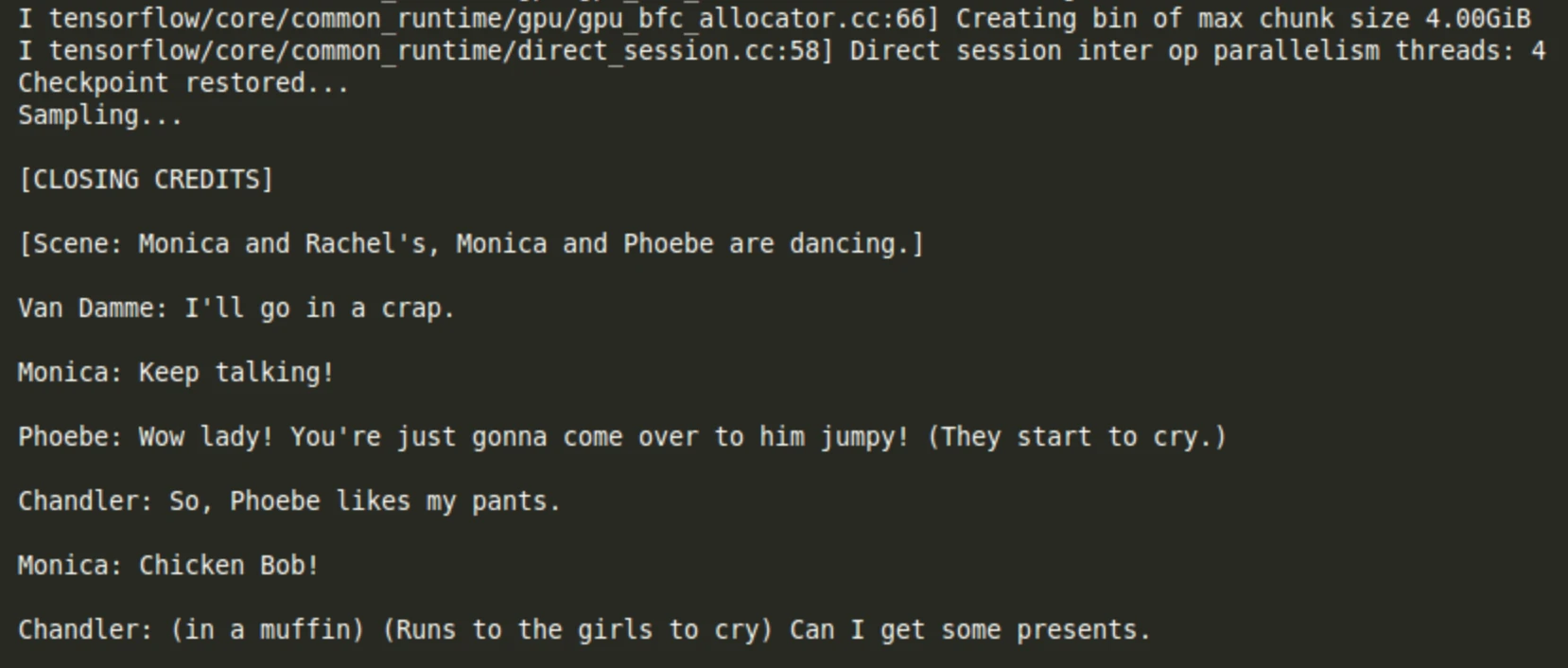 A scene from a machine-generated script for Friends