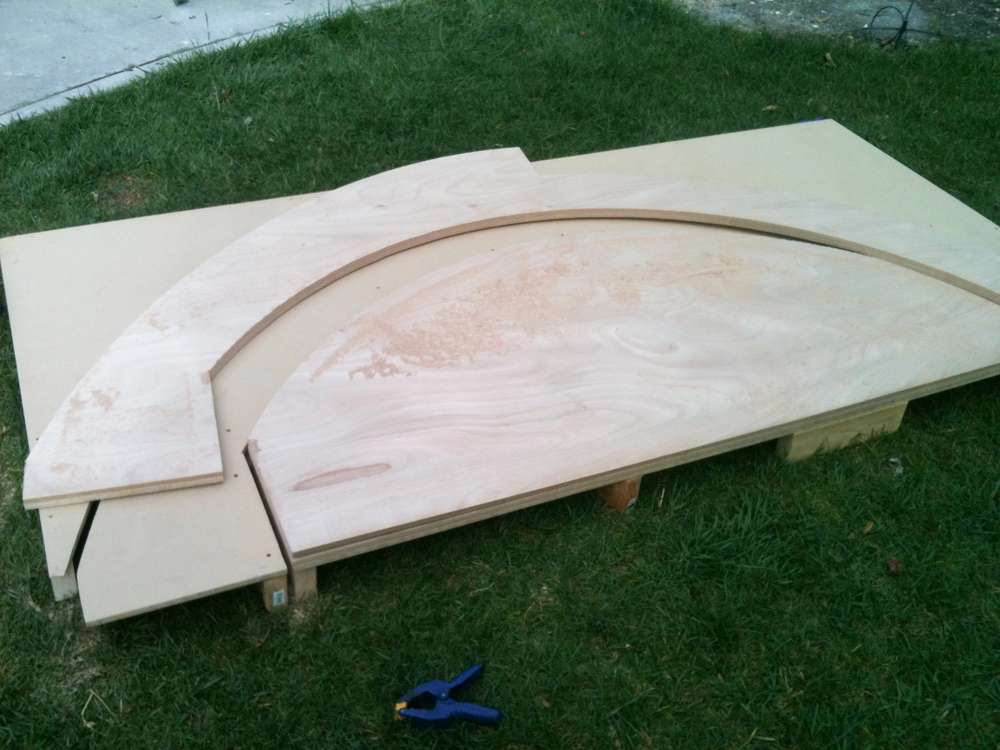 Sections of the plywood cutouts used in building the vessel (Photo: Chris Robinson)