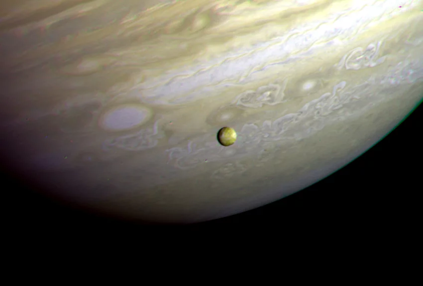 A transit of Io across Jupiter captured by Voyager 2 in 1979
