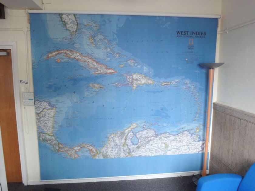 Lot 462 - a 102.3-inch wide full height map of the Caribbean