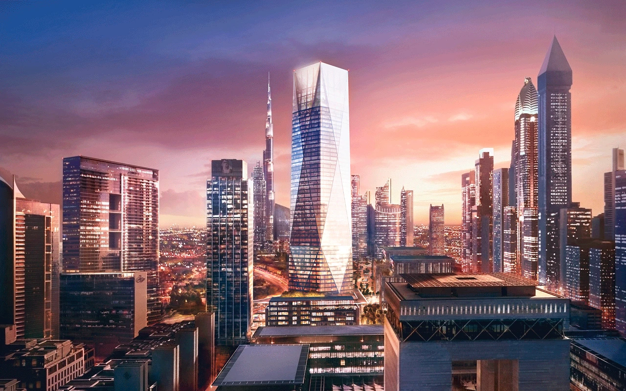The tower will rise to a total height of 282.3 m (926 ft) and be topped by three executive suites