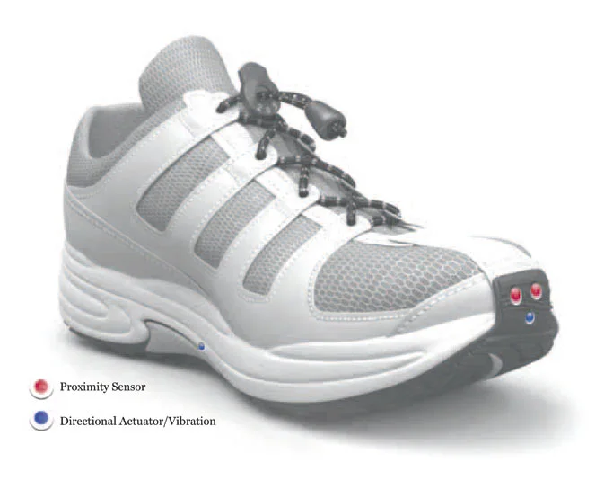Le Chal is a navigational device for the blind, that guides them to their destination via vibrations in one of their shoes
