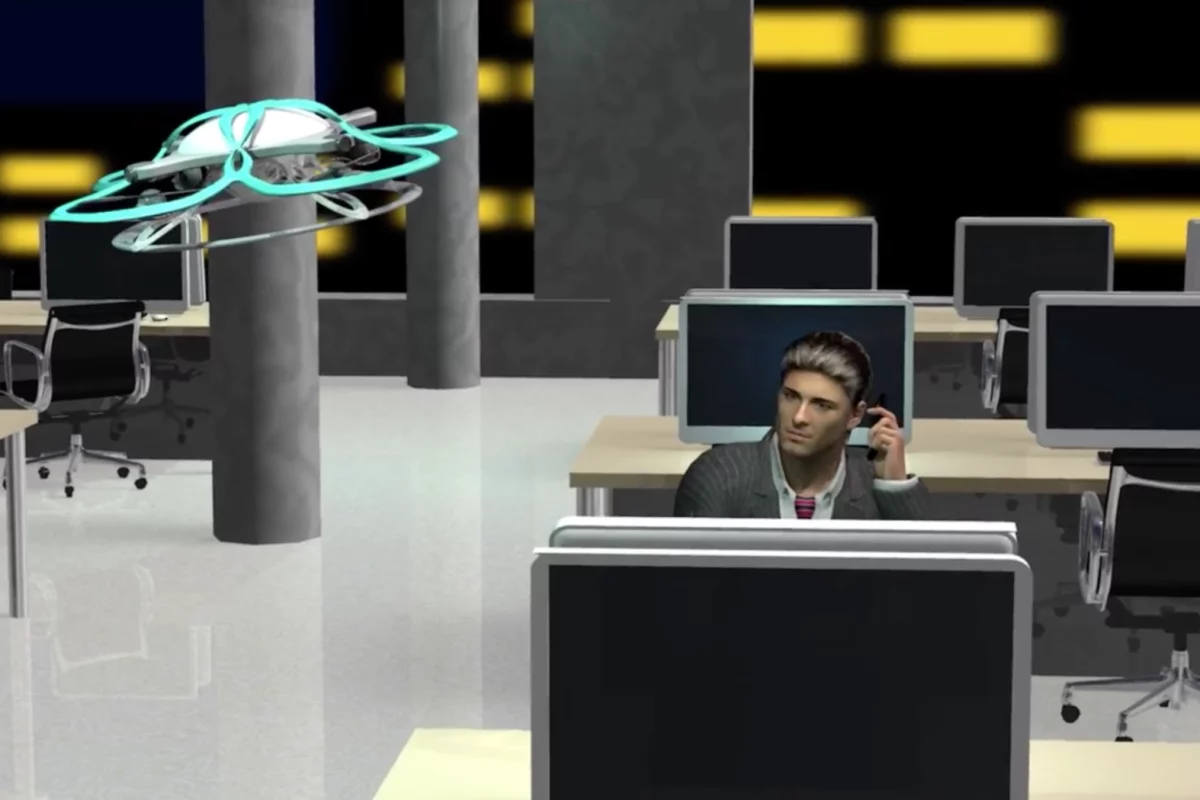 Japanese companies have unveiled the T-FREND, a drone that flies around offices at knock-off time and annoys studious staff into going home