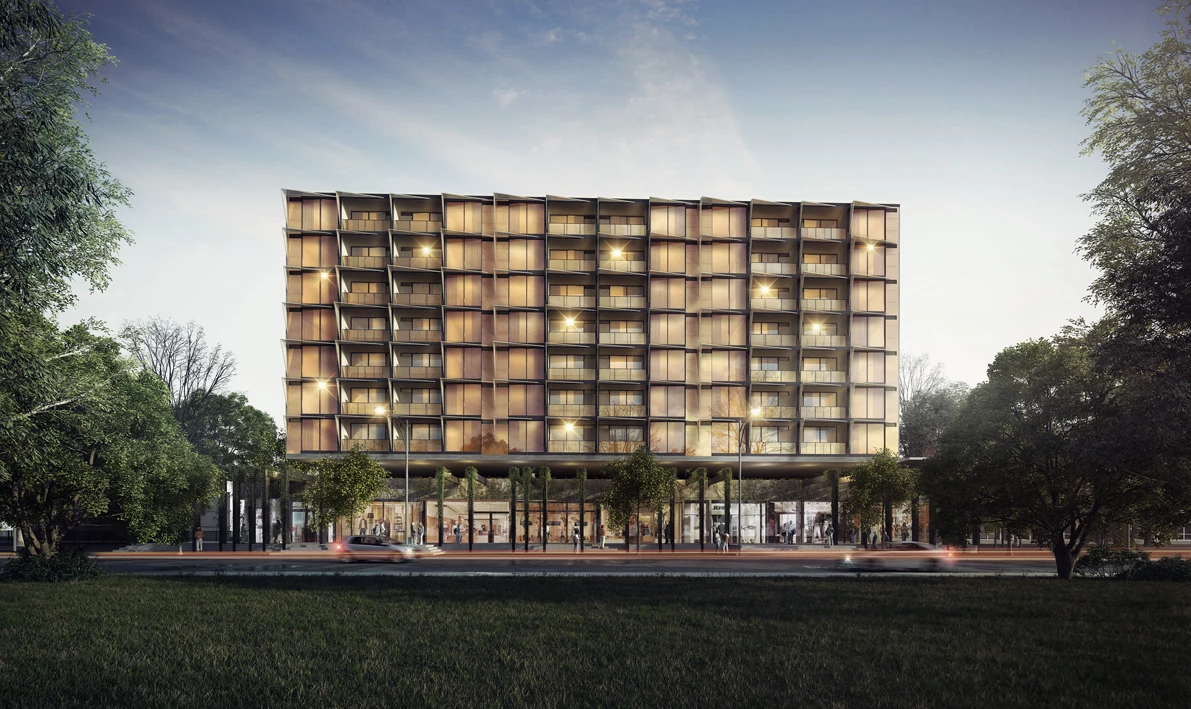 Klik as a mid-rise apartment block (Image: Elenberg Fraser + Unitised Building Australia)