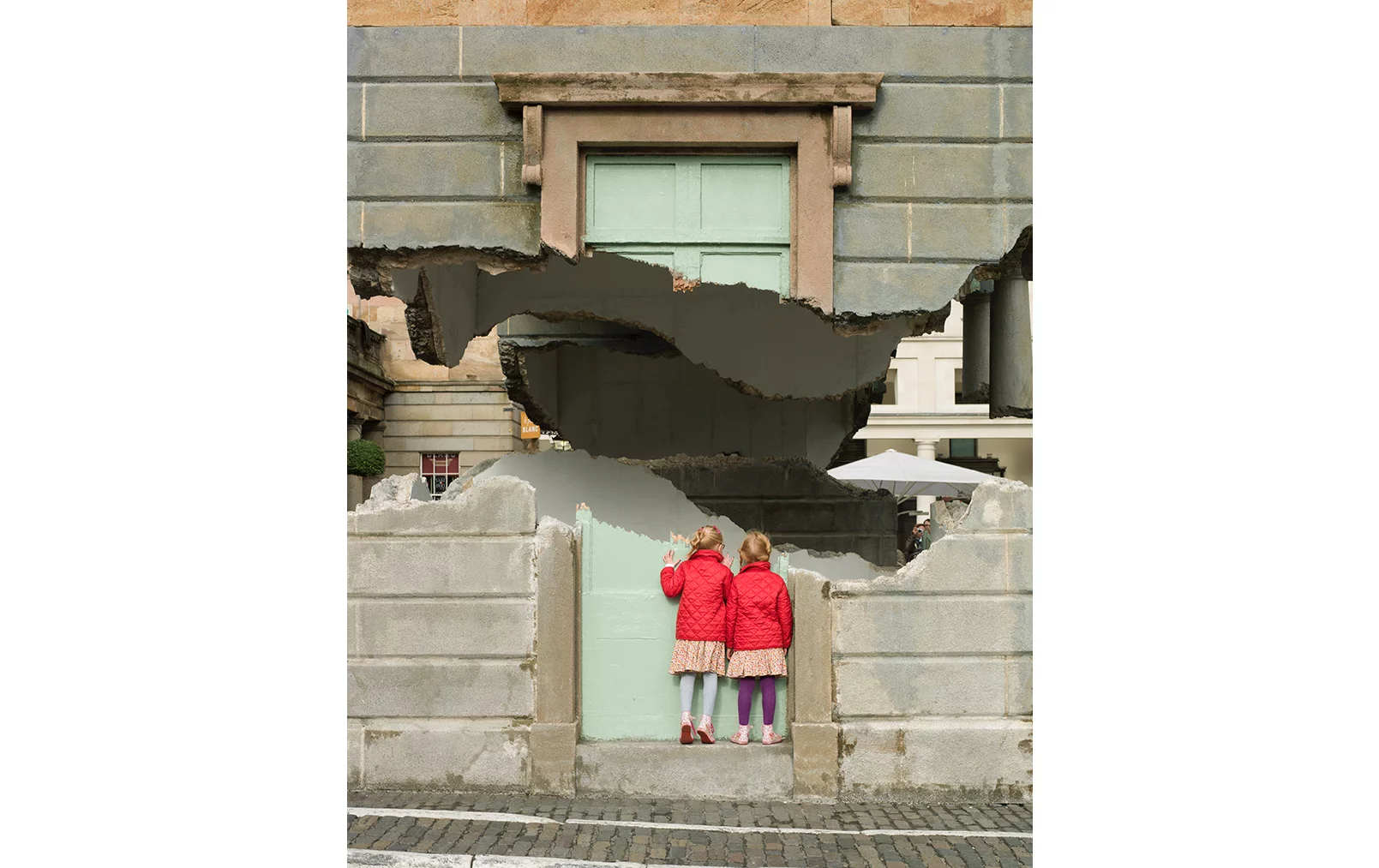 Take my lightning but don't steal my thunder displayed a building split into two and seemingly hovering