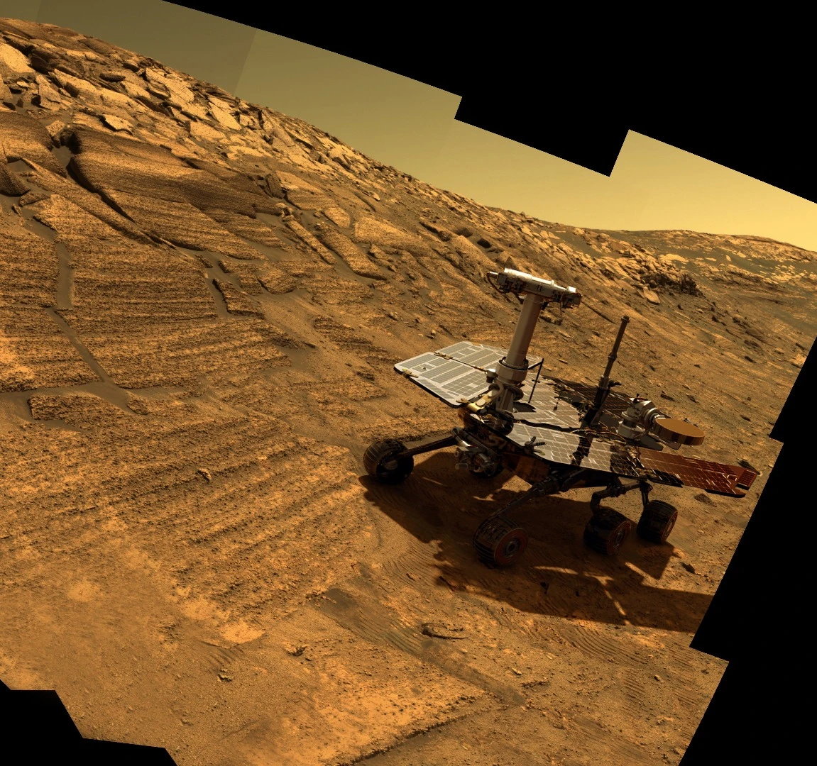 Simulated view of Opportunity on Mars