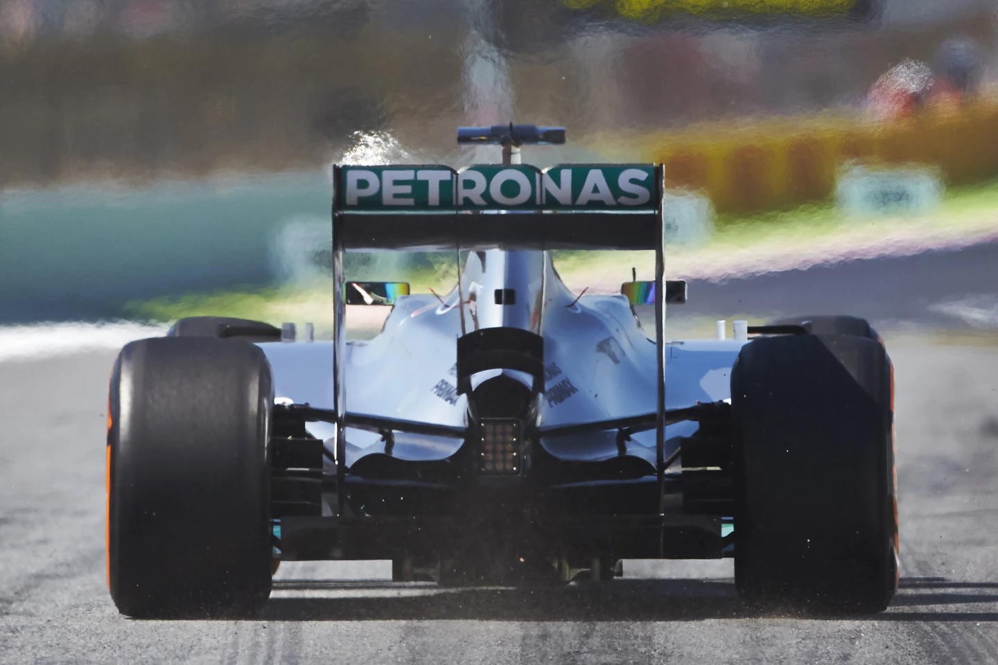 The view which the rest of the field has seen for every lap so far this season – the rear of the F1 W05 Hybrid