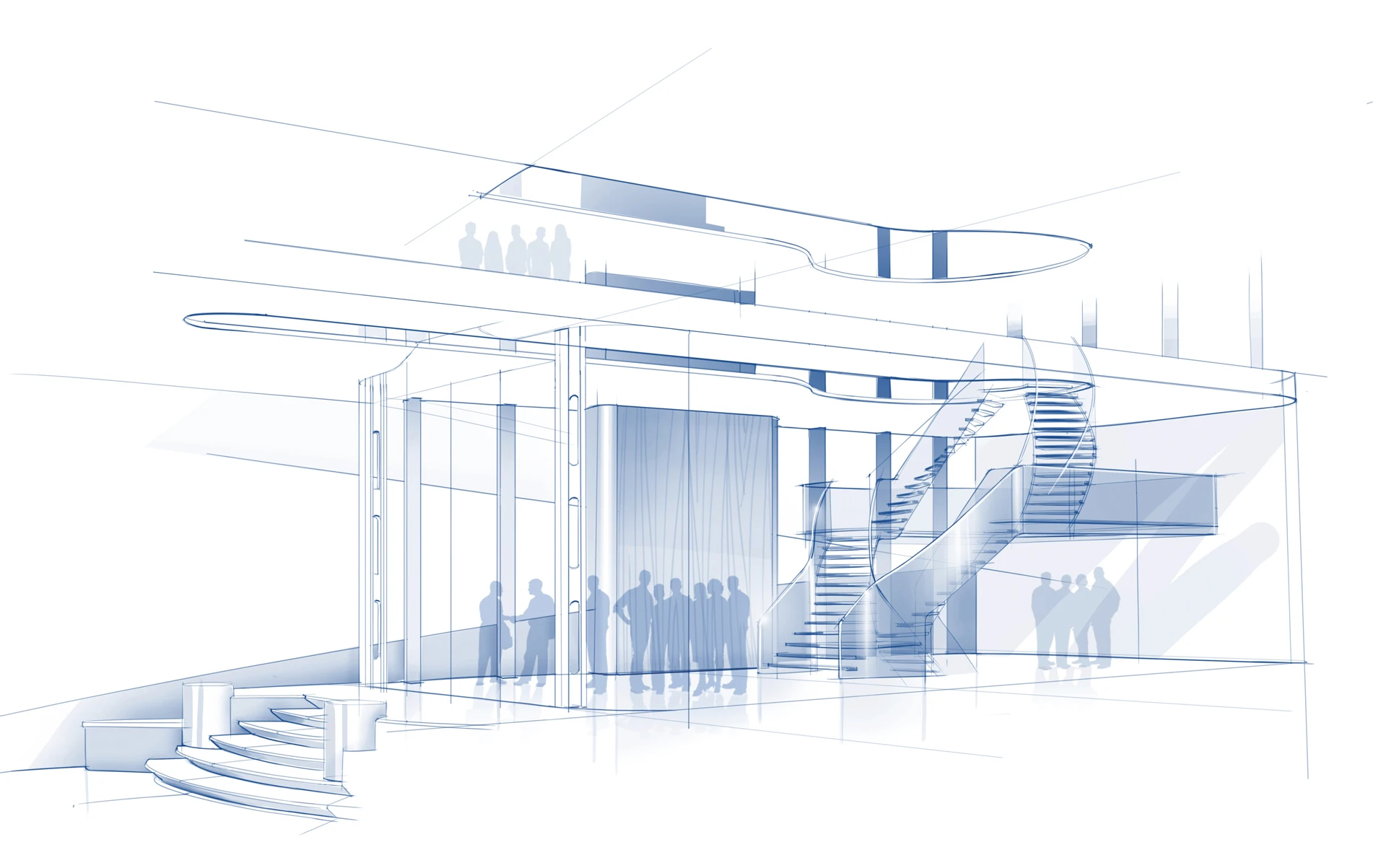 Sketch of the atrium of the Feadship Royale