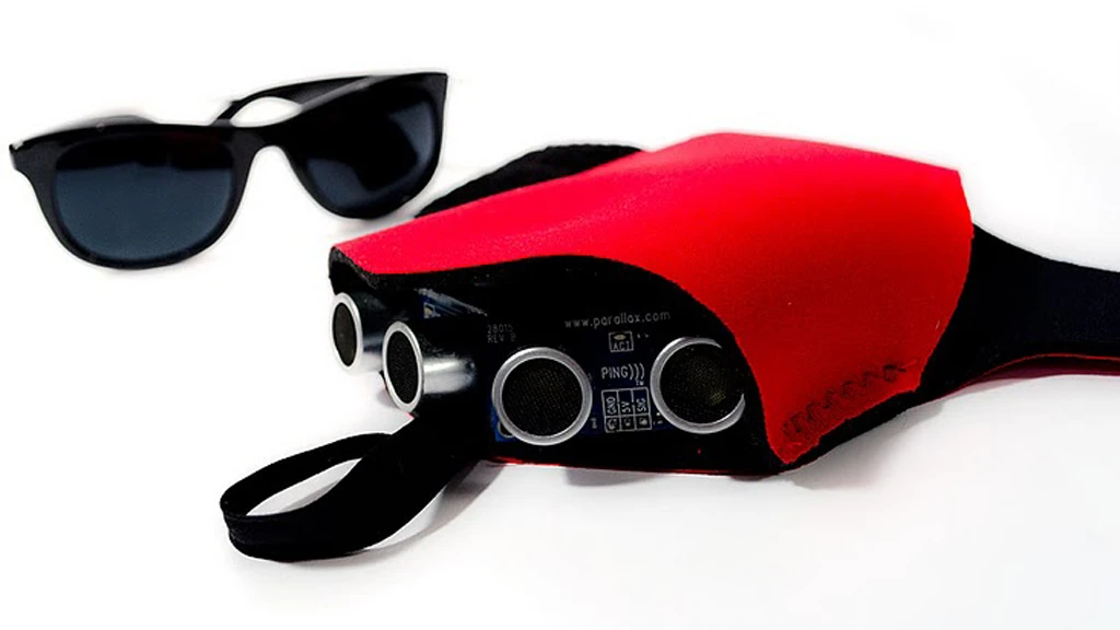 The prototype Tacit wrist-mounted sonar device designed by Steve Hoefer
