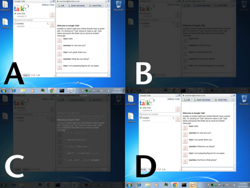 PixMap showing (A) before activation (B) unwatched with no changes (C) displaying changes and (D) When deactivated