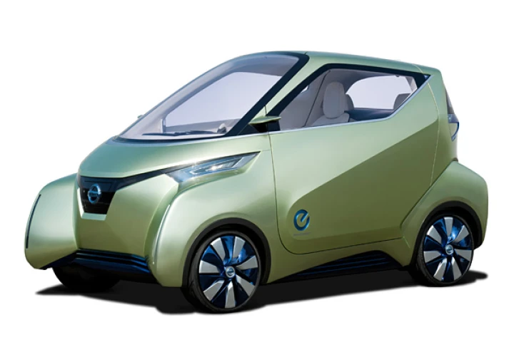 The Nissan PIVO 3 concept vehicle is a three-seater EV designed as an urban commuter