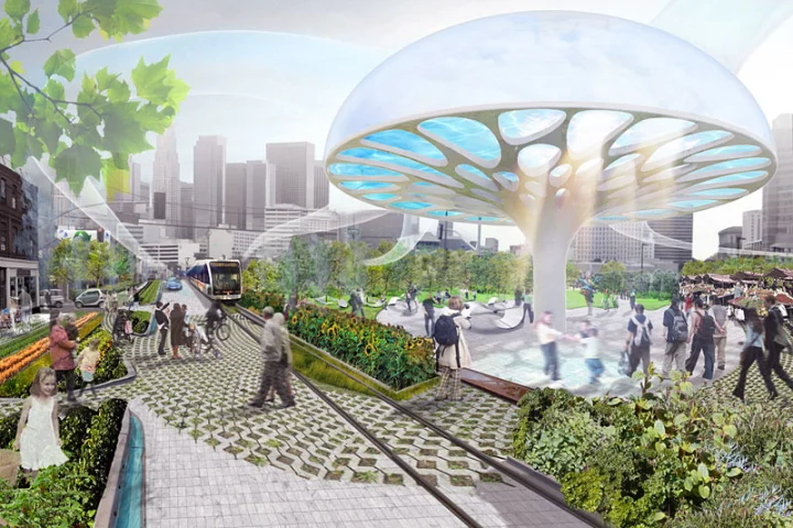The mushroom-shaped solar evaporators of the winning Project Umbrella entry