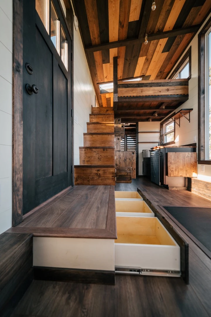 The Silhouette's staircase with integrated storage