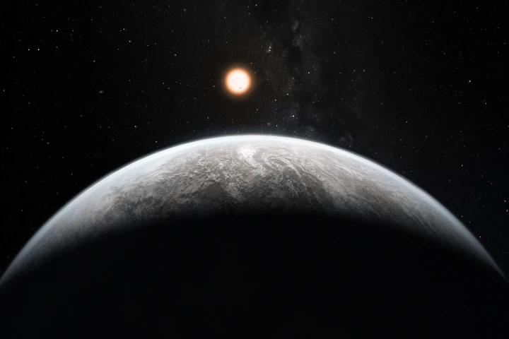 Artist's impression of the rocky super-Earth HD 85512 b - one of more than 50 new exoplanets found by HARPS (Image: ESO/M. Kornmesser)