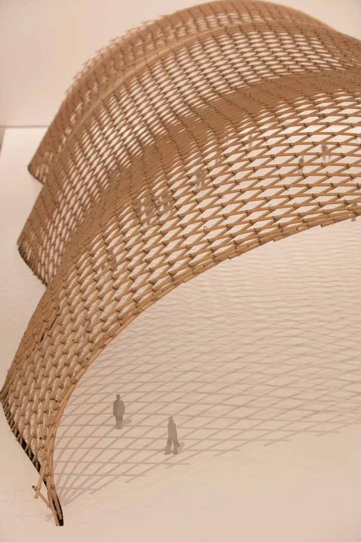 A scale model of Shigeru Ban's pavilion for Expo 2000