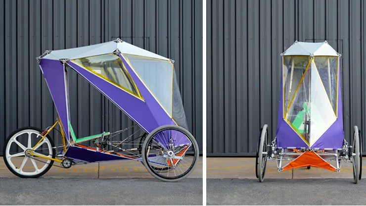 "The project challenge was to design a DIY build system for a velomobile from easy-to-source materials with easy-to-access tools"