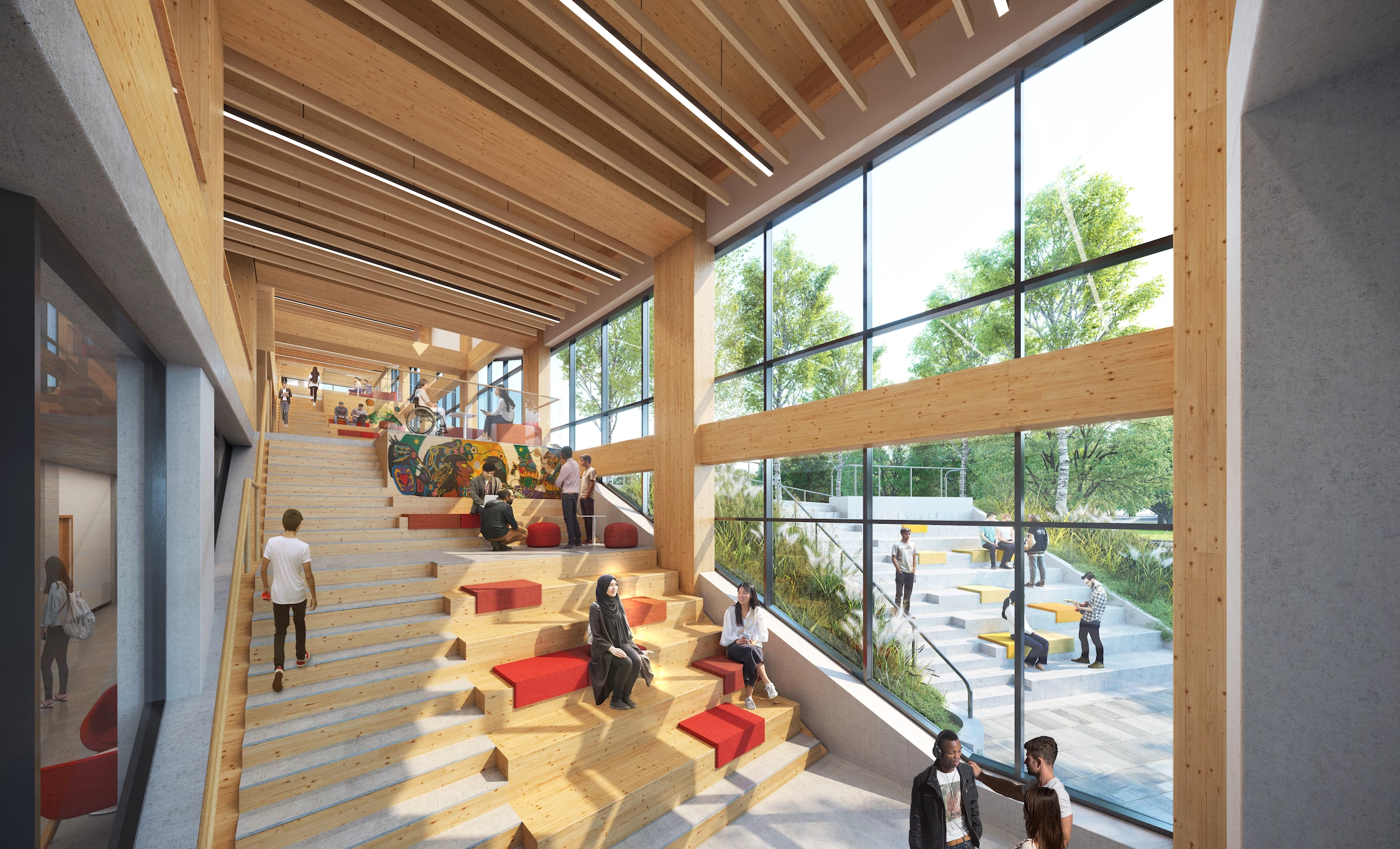 The Centennial College A Block Expansion Building will include stairs that double as a seating area