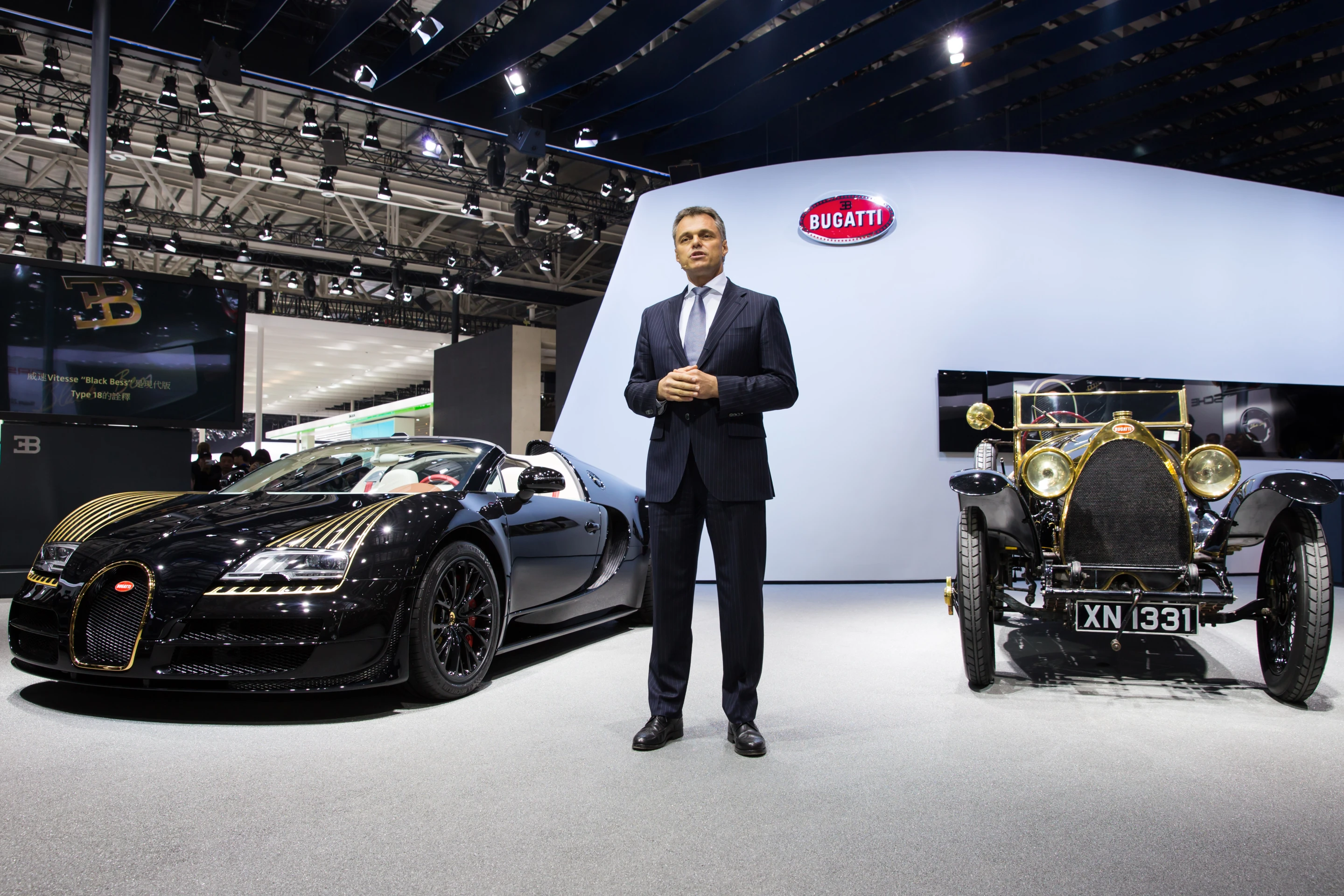Bugatti shows the new Vitesse Legend next to the original Black Bess in Beijing