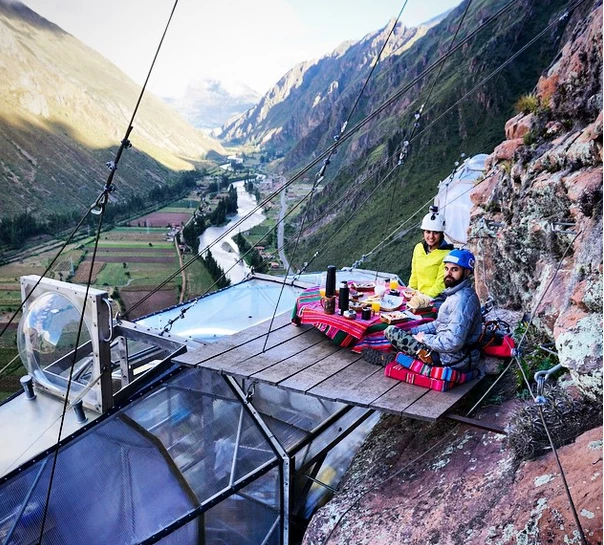 In order to stave off the claustrophobia, there's also an open-air seating platform on top of each capsule