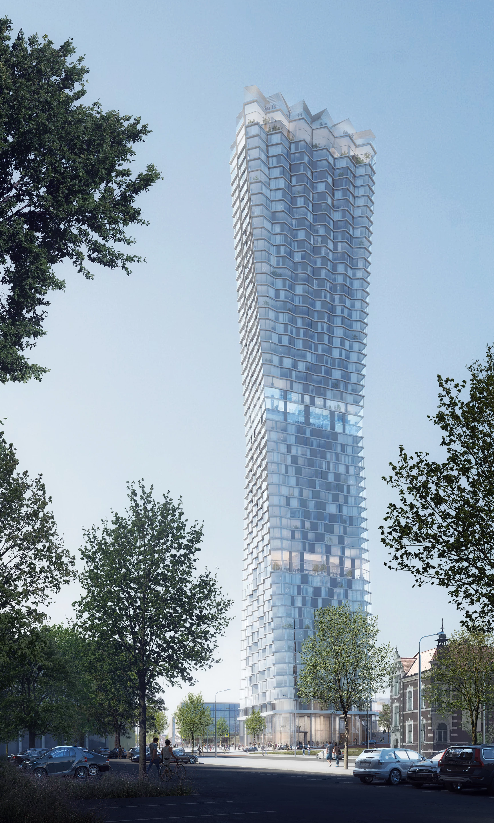 The Ostrava Tower's glass facade is designed to provide superb views of the city