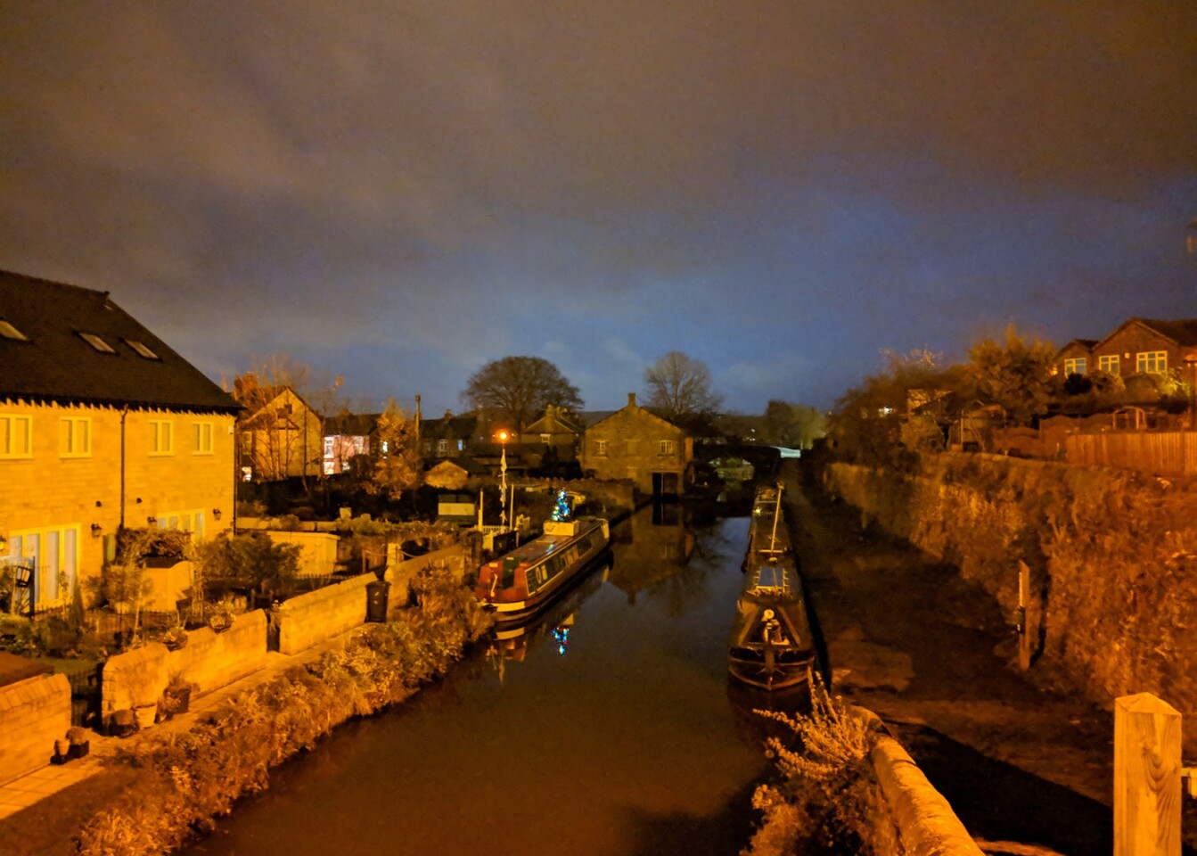 The canal shot with Night Sight enabled on the Pixel 2 shows the mode at work – you can see much more, and there's even blue in the sky, but you lose some of the night-time feel