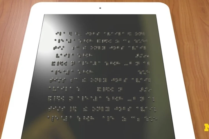 The new technology would create braille dots using fluid- or air-filled-bubbles
