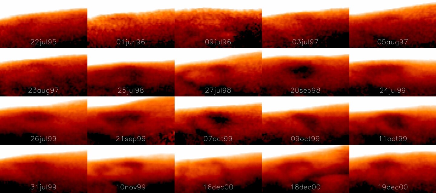 The Great Cold Spot shown over several different days