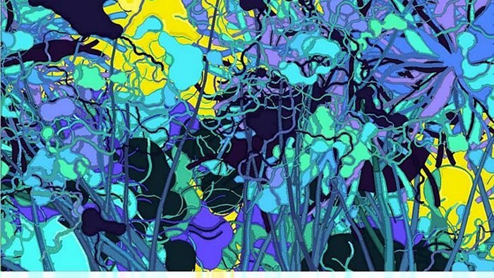 040502 is a painting of pigment on paper by the robotic, artificially intelligent painter AARON