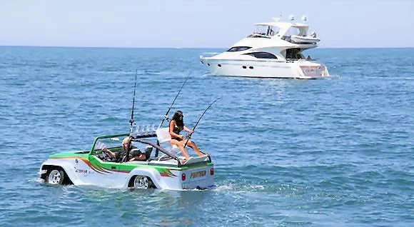 Fishing from a Panther, with one on the line (Photo: WaterCar)